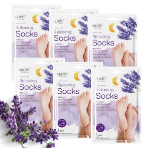 Epielle Relaxing Foot Masks, 6 Pairs Deep Moisturizing Socks with Melatonin & Lavender Extract, Vegan & Cruelty-Free, Korean Skincare, Easter Gifts, Mother's Day Gifts