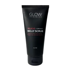 Exfoliating Belly Scrub, 6 oz, Moisturizing Body Exfoliant with Sweet Almond Oil and Cocoa Butter, Organic, Sugar Scrub, Natural Vegan Skin Care