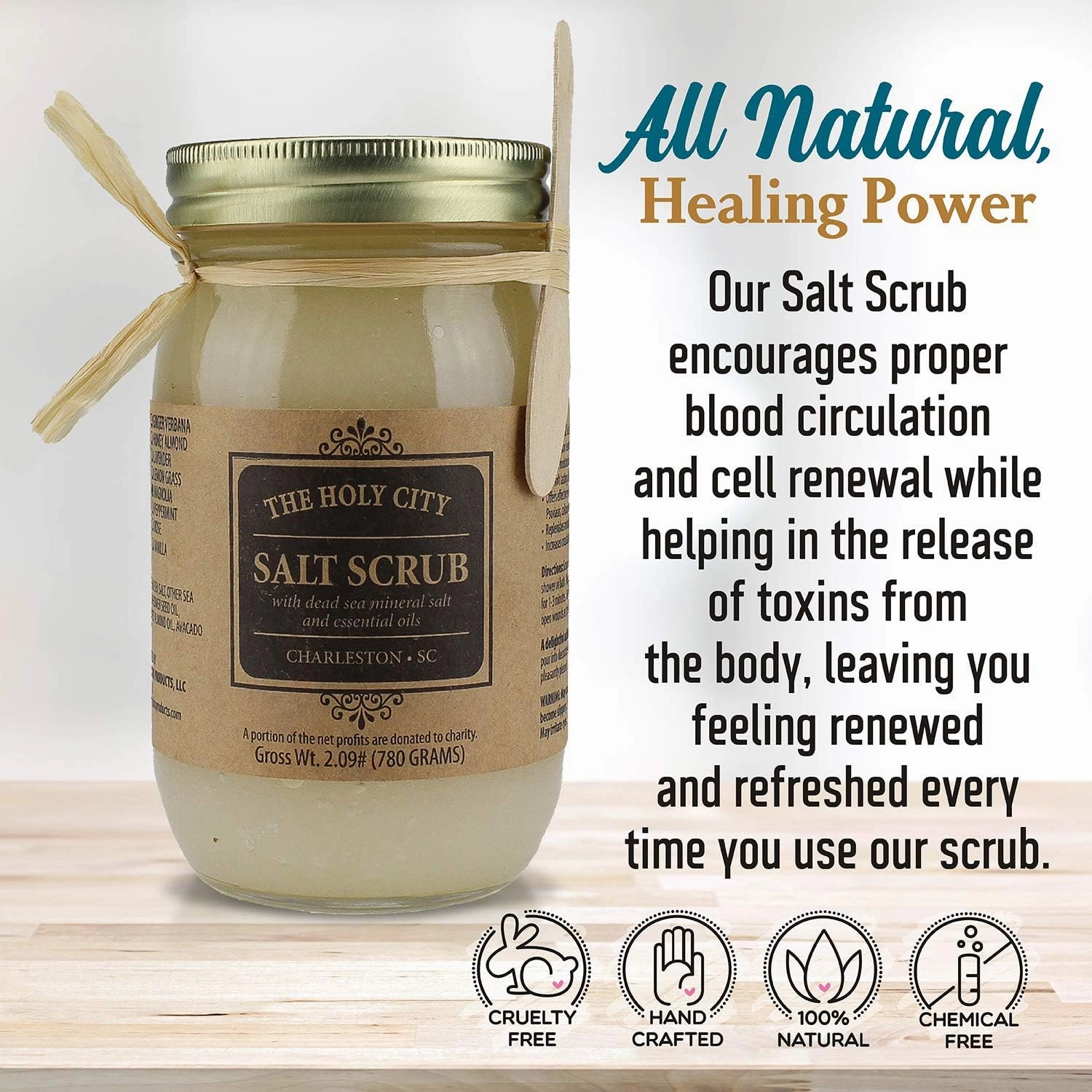 Exfoliating Body Scrub - Pure Dead Sea Salt Scrub for Hands and Body, 16 fl oz Hydrating Moisturizing Skin Care for Body Acne, Wrinkles (Coconut)