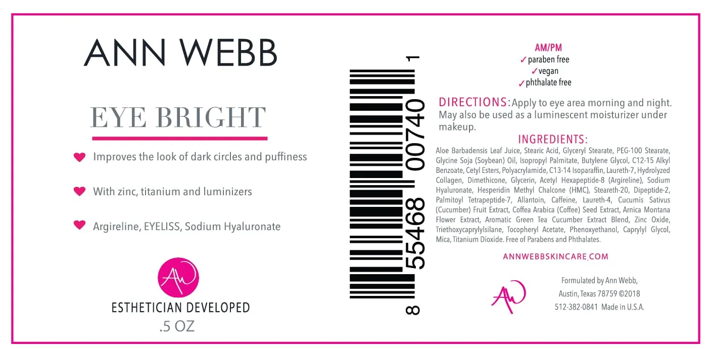 Eye Bright Cream - Anti Aging Eye Cream w/Collagen Peptides & Hyaluronic Acid for Dark Circles, Firms Fine Lines.5oz