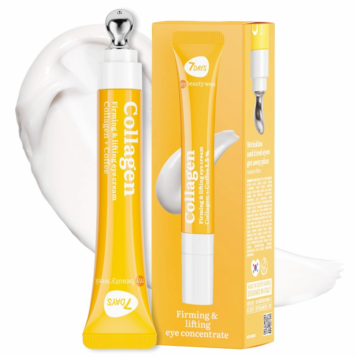 Eye Cream with Collagen | Korean Skincare Caffeine Under Eye Cream for dark circles and puffy eyes | Face Care Eye Cryo Cooling Massager Anti Dark Circles| Anti Aging Cream for Women, 18 ml