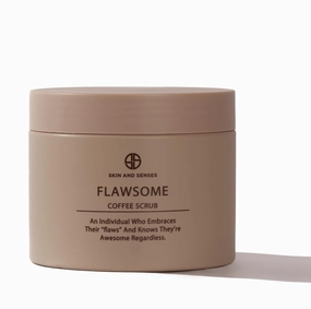 Flawsome 100% Natural Organic Arabica Ground Coffee Cellulite Reducing Body Scrub by Skin and Senses (11.5oz) — With Vitamin E, Carrot Seed Oil, and Coconut Oil