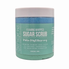 Foaming Whipped Sugar Scrub – 8 oz | Gentle Exfoliant with Mango Butter & Coconut Oil for Smooth, Glowing Skin (8 oz., Melon Mist Harmony)