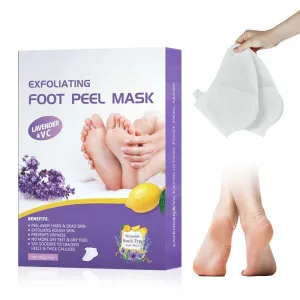 Foot Peel Mask, 2025 New 5 Pairs Exfoliating Foot Mask for Dry Cracked Feet, Moisturizing Foot Peeling Mask that Remove Dead Skin, Natural Foot Masks for Soft and Smooth Feet (Lavender)