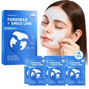 Forehead Wrinkle Patches and Smile Line Patches with Retinol, Collagen, Peptides- Anti Wrinkle Patches - Face Tape Overnight Wrinkle Treament for Woman for Smoothing and Firming (18PCS)