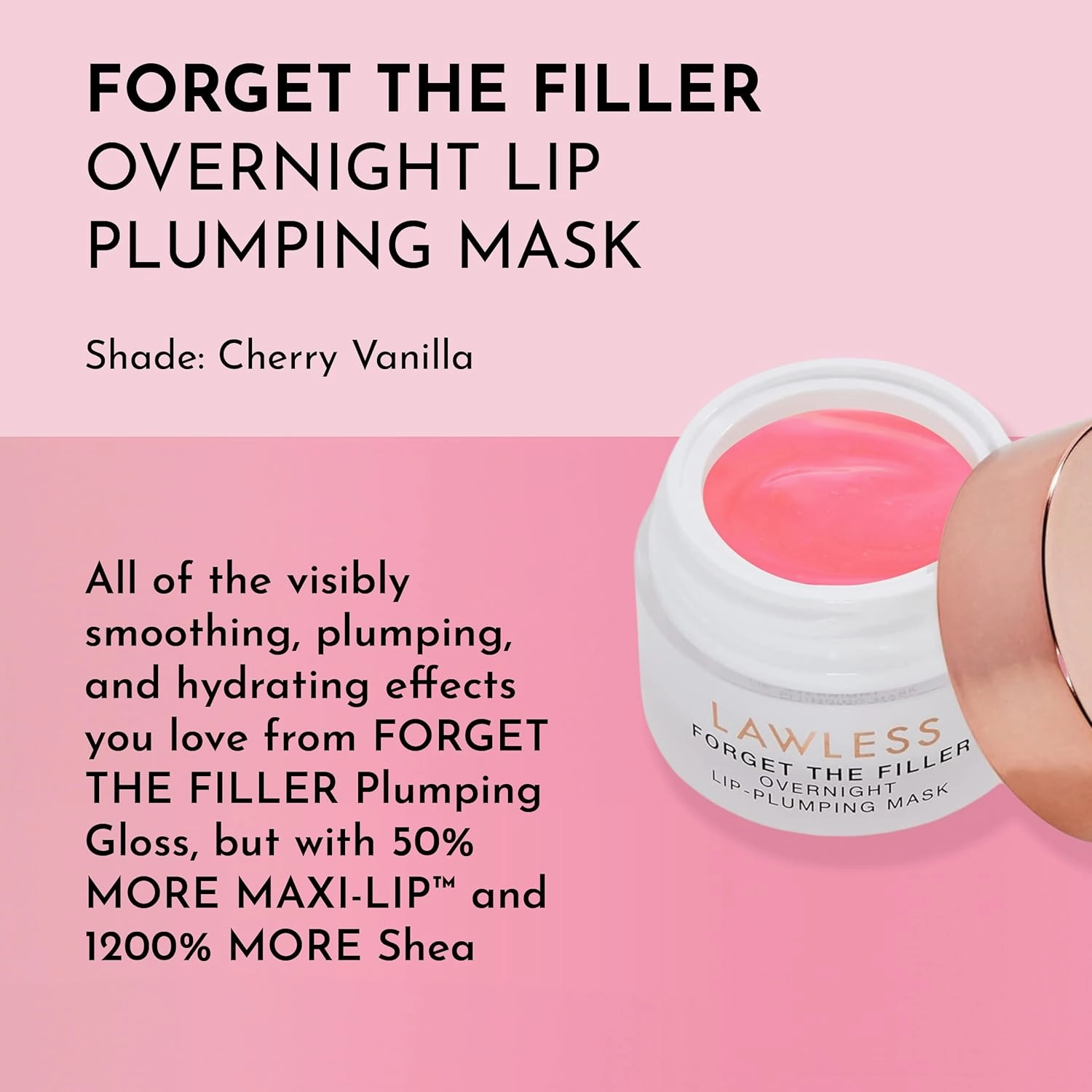 Forget the Filler Lip Mask - Cherry Vanilla - Premium Overnight Lip Plumping Treatment with Natural Ingredients Designed to Plump, Hydrate, and Smooth Lips - 0.28 oz
