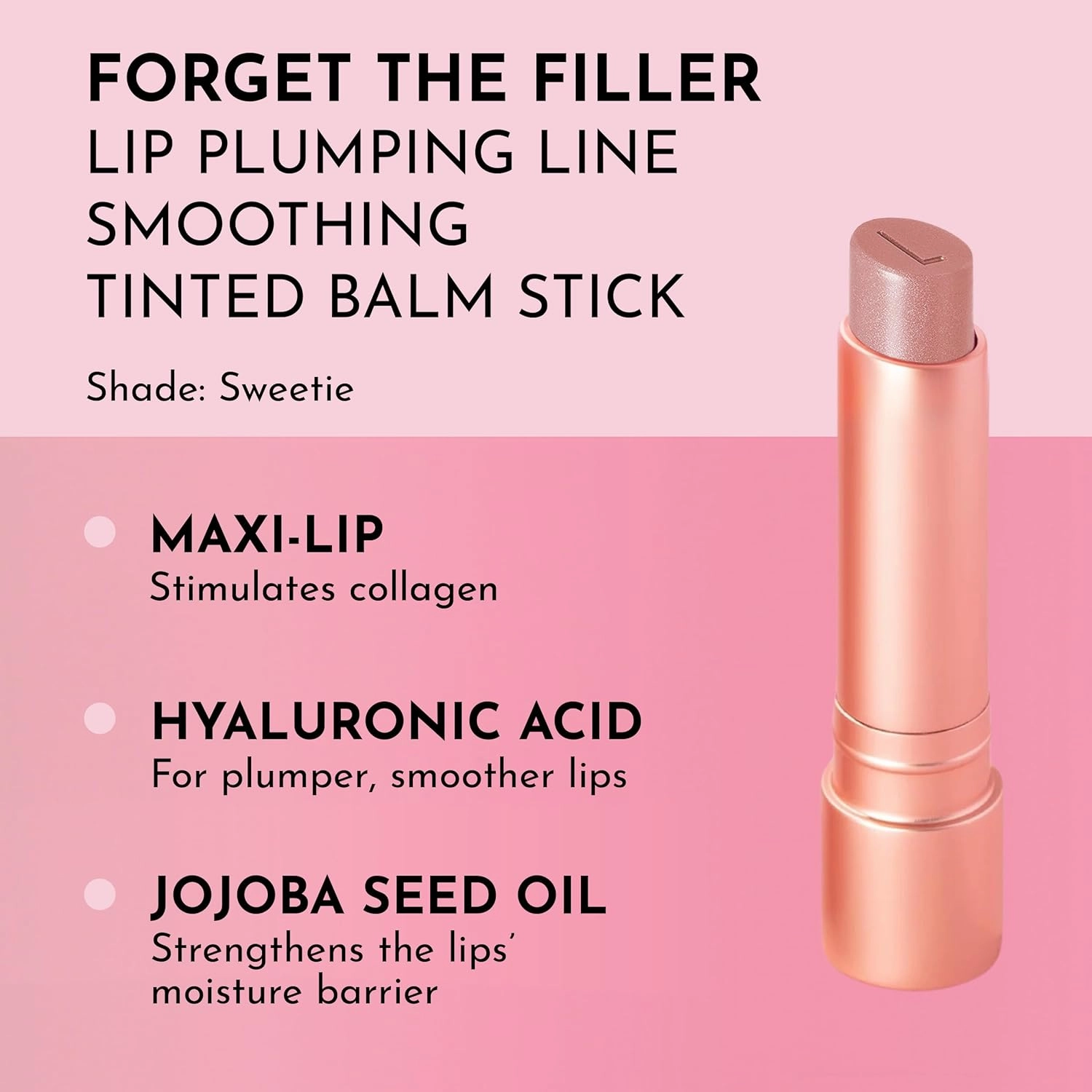 Forget the Filler Lip Plumping Line Smoothing Tinted Balm - Sweetie - Premium Tinted Lip Balm with Natural Ingredients to Plump and Smooth Lips for a Firmer, Fuller Look - 0.09 oz