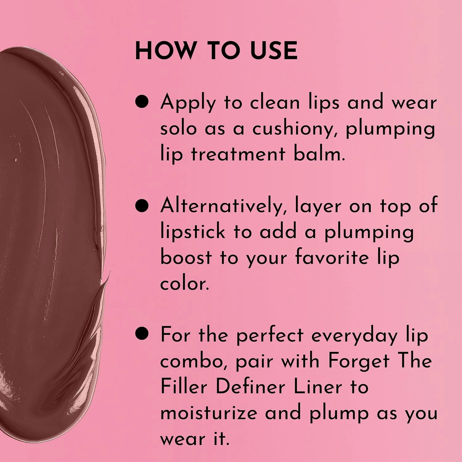 Forget the Filler Lip Plumping Line Smoothing Tinted Balm, Amaretto, Brown, 0.09 Ounce