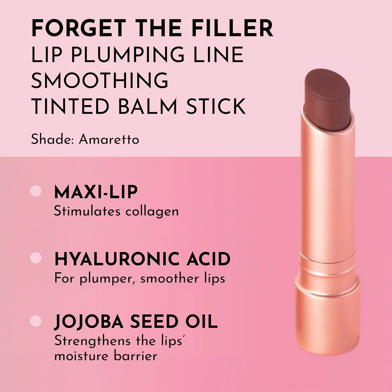Forget the Filler Lip Plumping Line Smoothing Tinted Balm, Amaretto, Brown, 0.09 Ounce