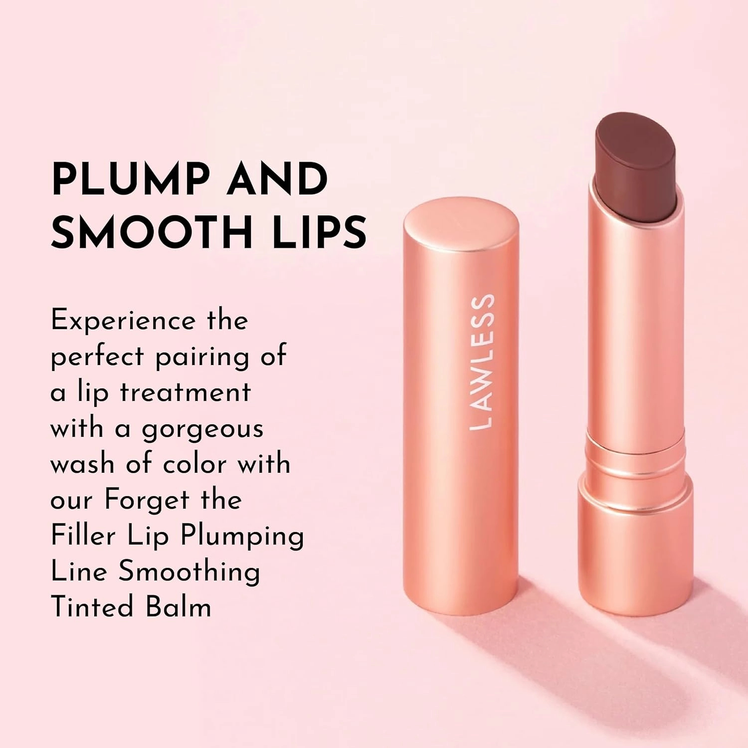 Forget the Filler Lip Plumping Line Smoothing Tinted Balm, Amaretto, Brown, 0.09 Ounce