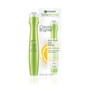 Garnier Clearly Brighter Anti-Puff Eye Roller, Dark Circles Under Eye Treatment with Caffeine and Vitamin C, 0.5 Fl Oz (15mL), 1 Count (Packaging May Vary)