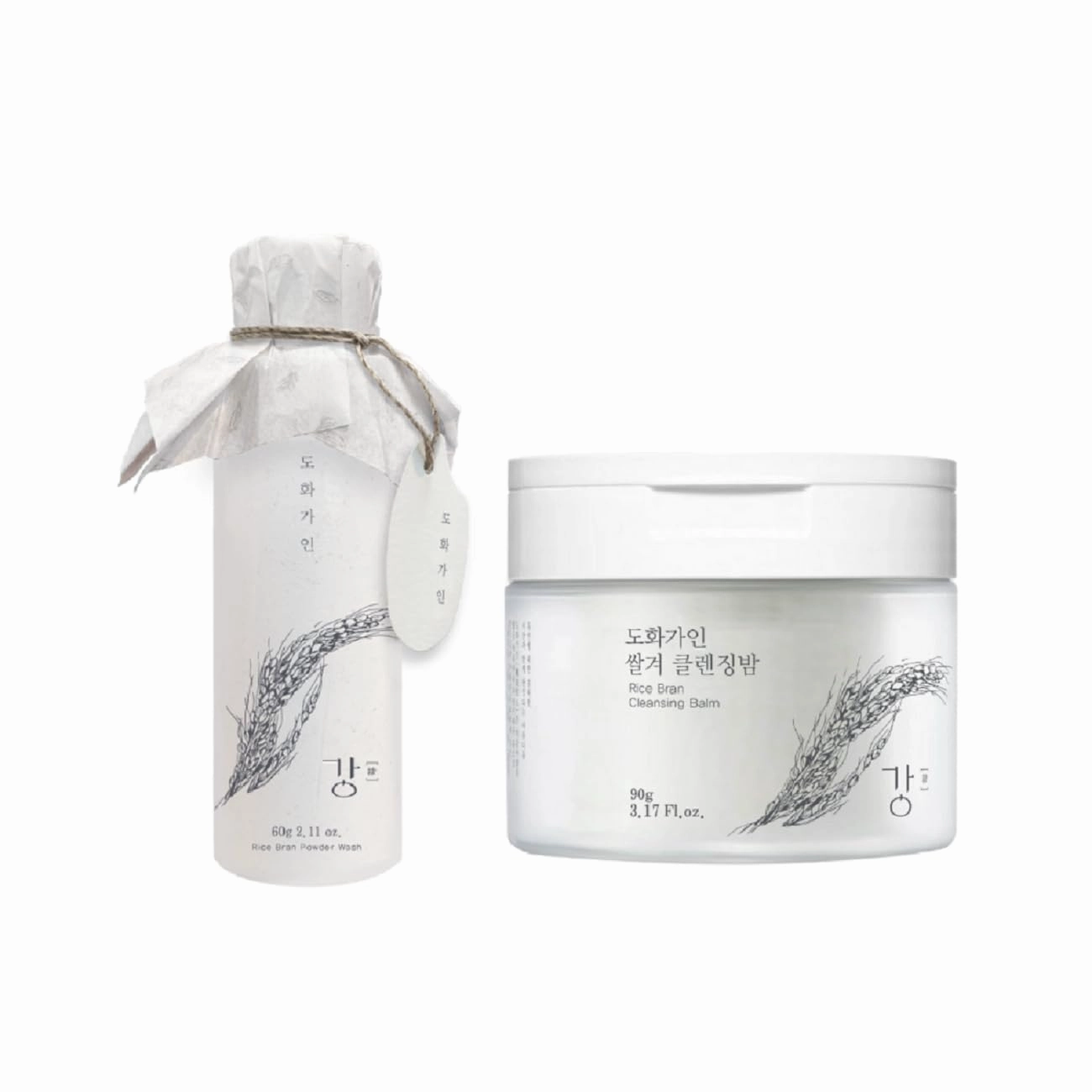 Gentle Deep Cleansing Duo | Rice Bran Powder Wash & Cleansing Balm | Mild Exfoliating Face Wash for Sensitive Skin – Product of Korea