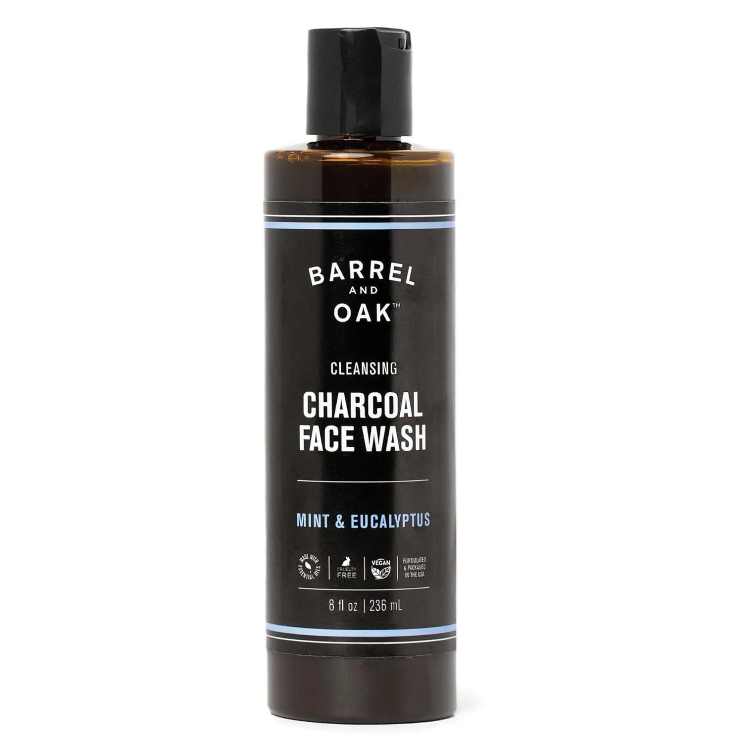 Gentlemen's Hardware Barrel and Oak - Detoxifying Charcoal Facial Cleanser, Men's Facial Cleanser, Absorbs Oil, Cleans Pores, Moisturizes & Hydrates, Vegan (Mint & Eucalyptus, 8 oz)
