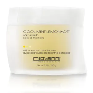 GIOVANNI Cool Mint Lemonade Salt Scrub - Salt Based Body Scrub, Gentle Body Exfoliant With Crushed Mint Leaves, Essential Oils, Aloe, Invigorating & Energizing Mint & Lemon Body Scrub - 9 oz (1 Pack)