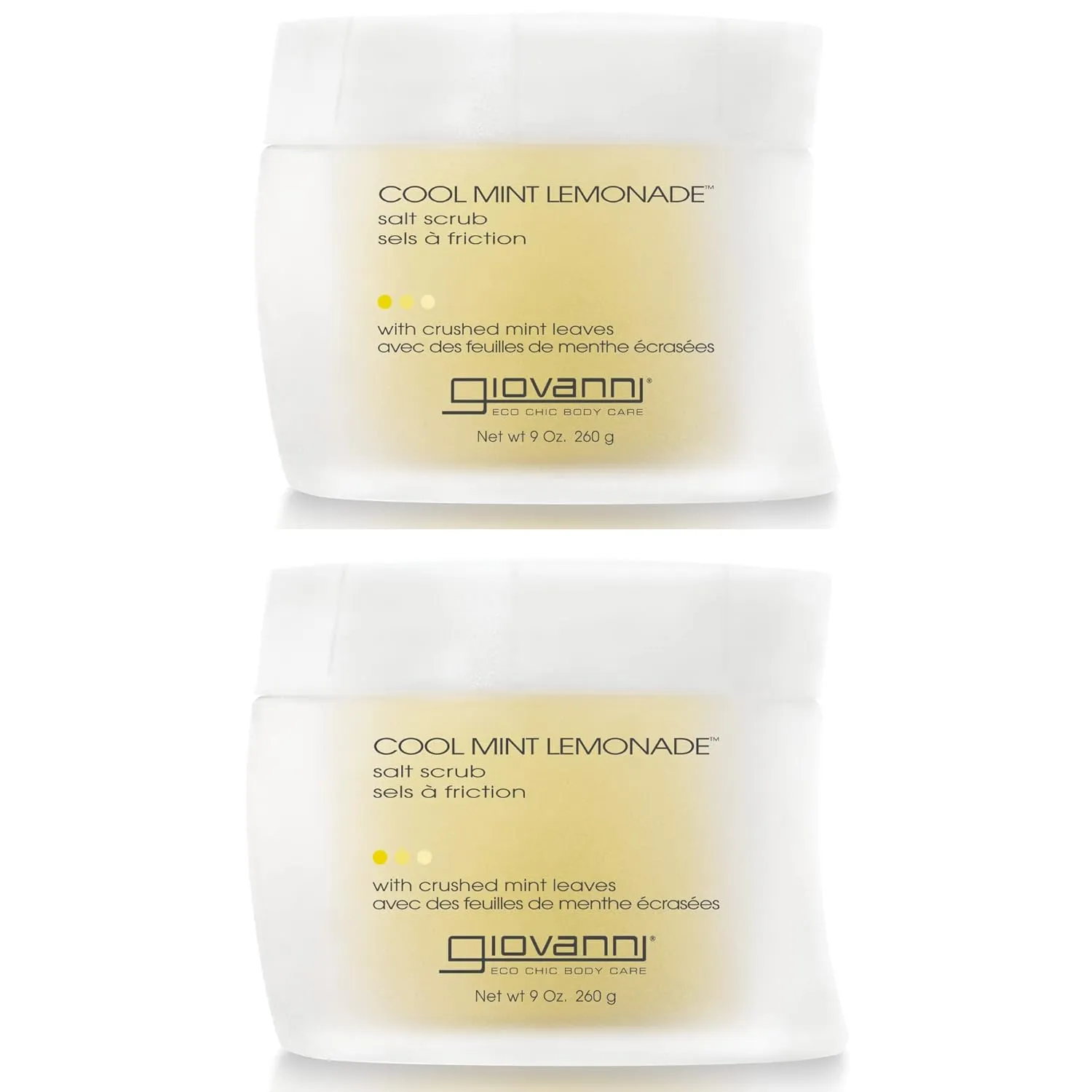 GIOVANNI Cool Mint Lemonade Salt Scrub - Salt Based Body Scrub, Gentle Body Exfoliant With Crushed Mint Leaves, Essential Oils, Aloe, Invigorating & Energizing Mint & Lemon Body Scrub - 9 Oz (2 Pack)