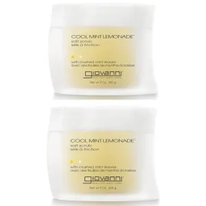 GIOVANNI Cool Mint Lemonade Salt Scrub - Salt Based Body Scrub, Gentle Body Exfoliant With Crushed Mint Leaves, Essential Oils, Aloe, Invigorating & Energizing Mint & Lemon Body Scrub - 9 Oz (2 Pack)