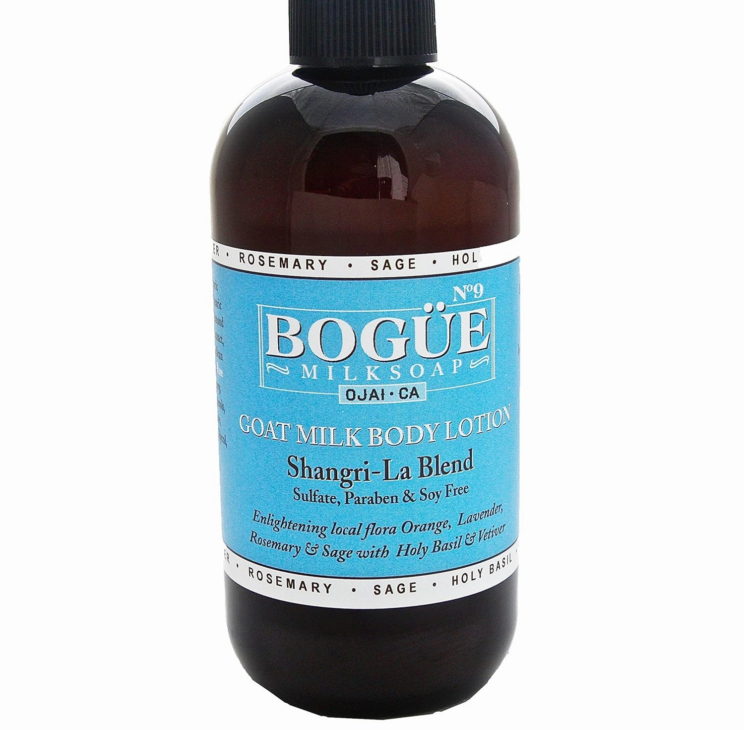 Goat Milk Hand & Body Lotion- BOGUE No.9 'Shangri La' Blend -made with local flora Orange, Lavender, Rosemary & Sage essential oils with Holy Basil & Vetiver