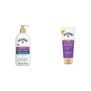 Gold Bond Age Renew Retinol Overnight Body & Face Lotion, With Retinol & Peptide Complex, 13 oz. & Age Renew Crepe Corrector Body Lotion, Replenishing & Smoothing Formula, 8 oz.