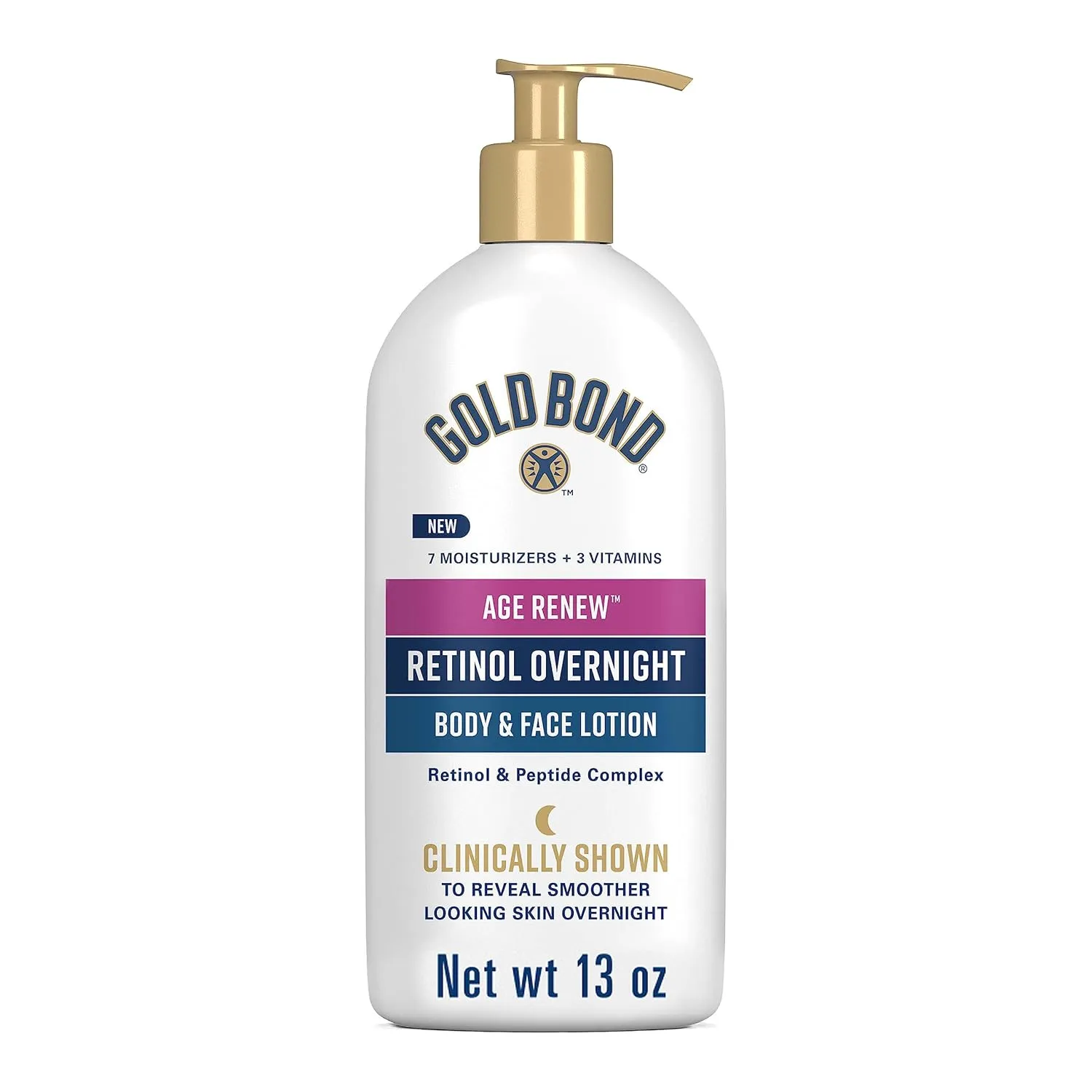 Gold Bond Age Renew Retinol Overnight Body & Face Lotion, With Retinol & Peptide Complex, 13 oz. & Age Renew Crepe Corrector Body Lotion, Replenishing & Smoothing Formula, 8 oz.