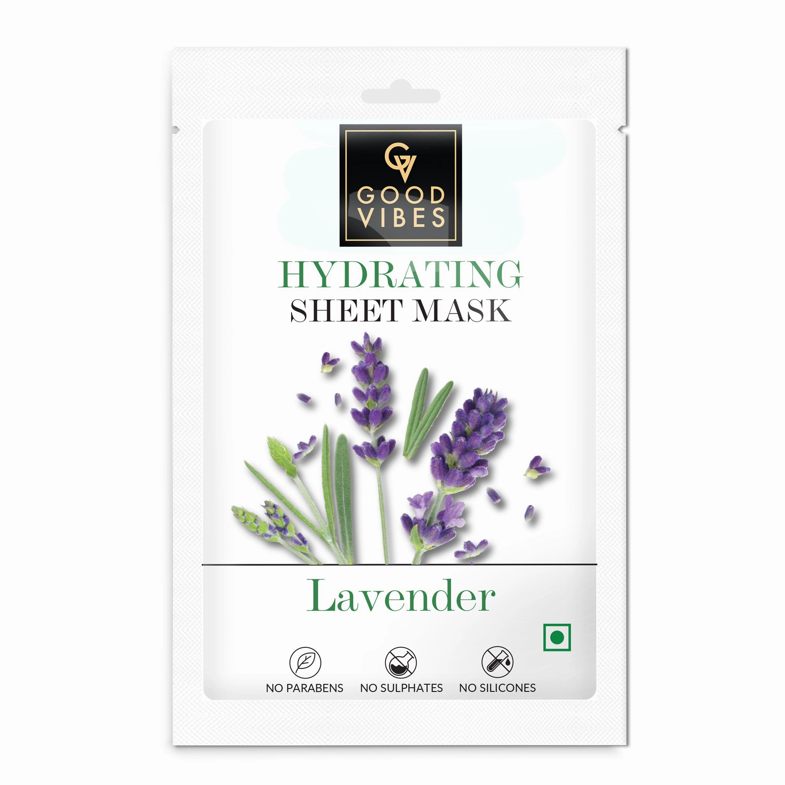 Good Vibes Lavender Hydrating Sheet Mask | Light-weight, Soothing, Brightening, No Animal Testing (20 ml)