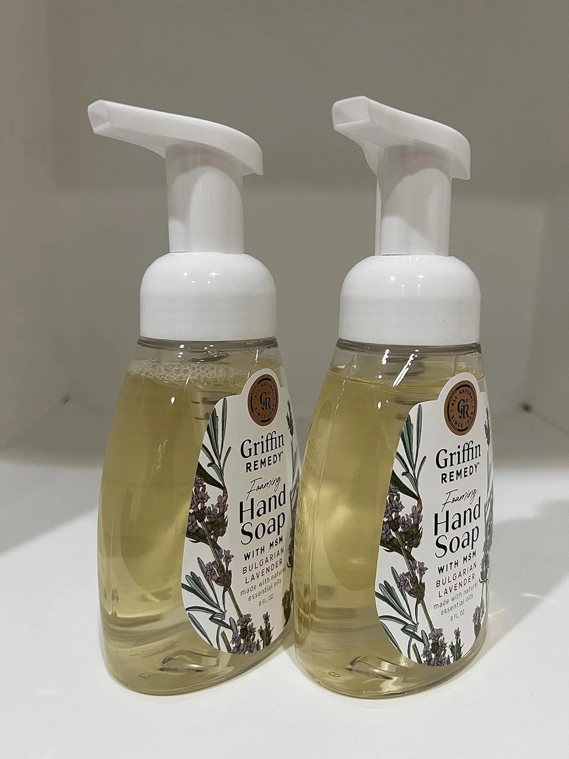 Griffin Remedy Foaming Hand Soap - Lavender Essential Oils and Organic MSM, Moisturizing, All-Natural, Paraben-Free 8 fl oz, 2 count