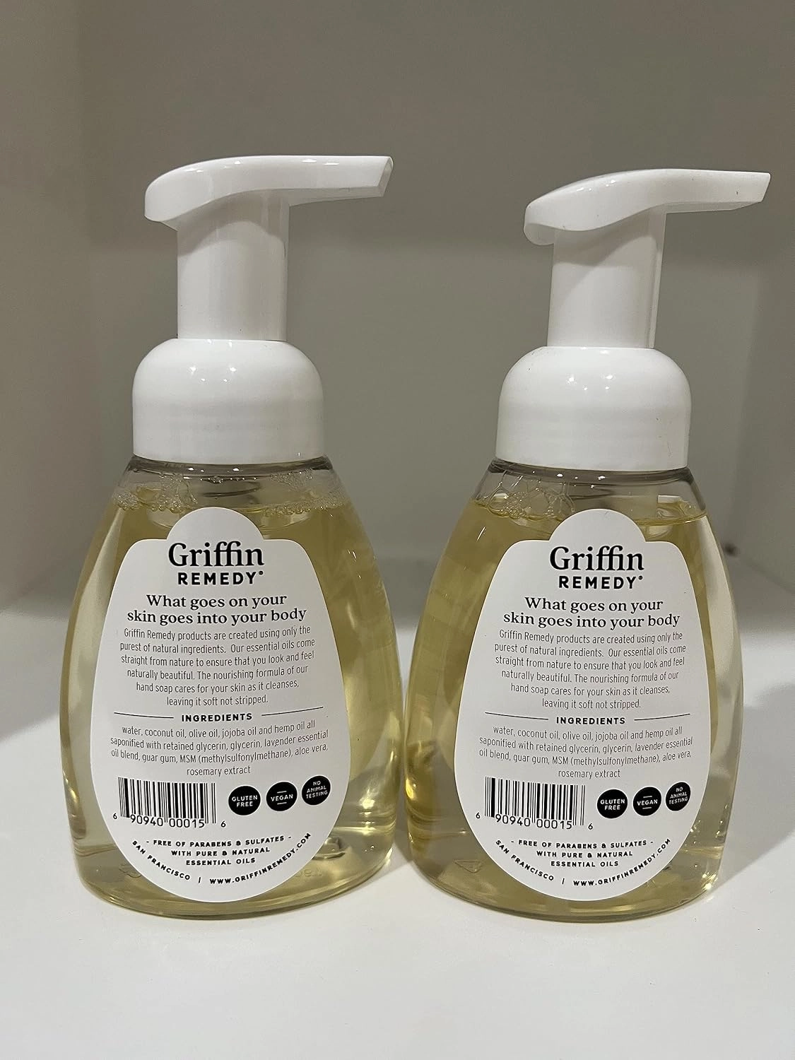 Griffin Remedy Foaming Hand Soap - Lavender Essential Oils and Organic MSM, Moisturizing, All-Natural, Paraben-Free 8 fl oz, 2 count