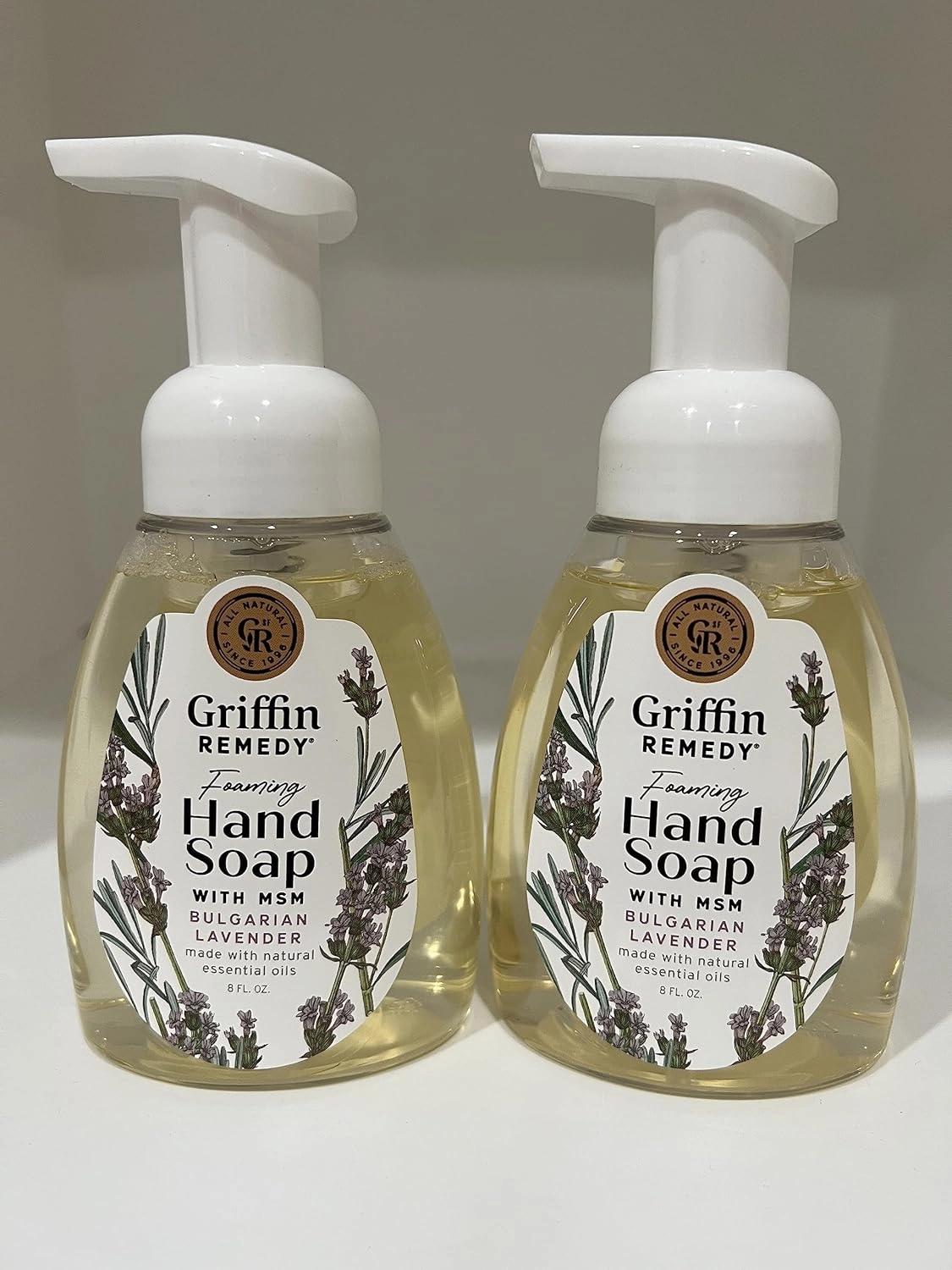 Griffin Remedy Foaming Hand Soap - Lavender Essential Oils and Organic MSM, Moisturizing, All-Natural, Paraben-Free 8 fl oz, 2 count
