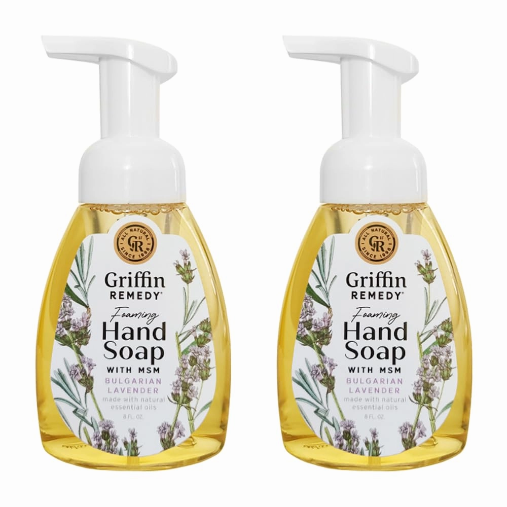 Griffin Remedy Foaming Hand Soap - Lavender Essential Oils and Organic MSM, Moisturizing, All-Natural, Paraben-Free 8 fl oz, 2 count