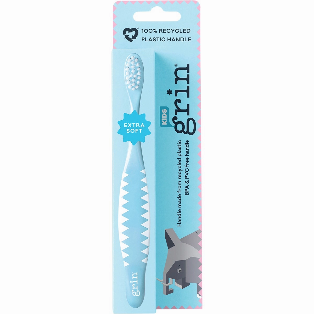GRIN 100% Recycled Toothbrush Kids Extra Soft Pink, Blue(Pack of 8)