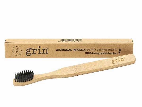Grin Bamboo Toothbrush Charcoal Infusion Medium