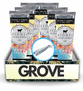 GROVE Goat Milk Water Flowers and Sea Salt Scent Hand Cream 1 oz Bundle with Nail Clipper - Nourishing Goat Milk Hand Cream for Hydrated Skin - Revitalizing Goat Milk Cream for Soft Skin - (7 Items)