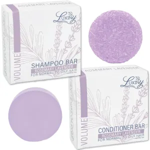 Hair Shampoo and Conditioner Set - Sulfate Free Lavender Bars, Made in USA (1 Shampoo Bar 60g, 1 Deep Conditioner Bar 50g)