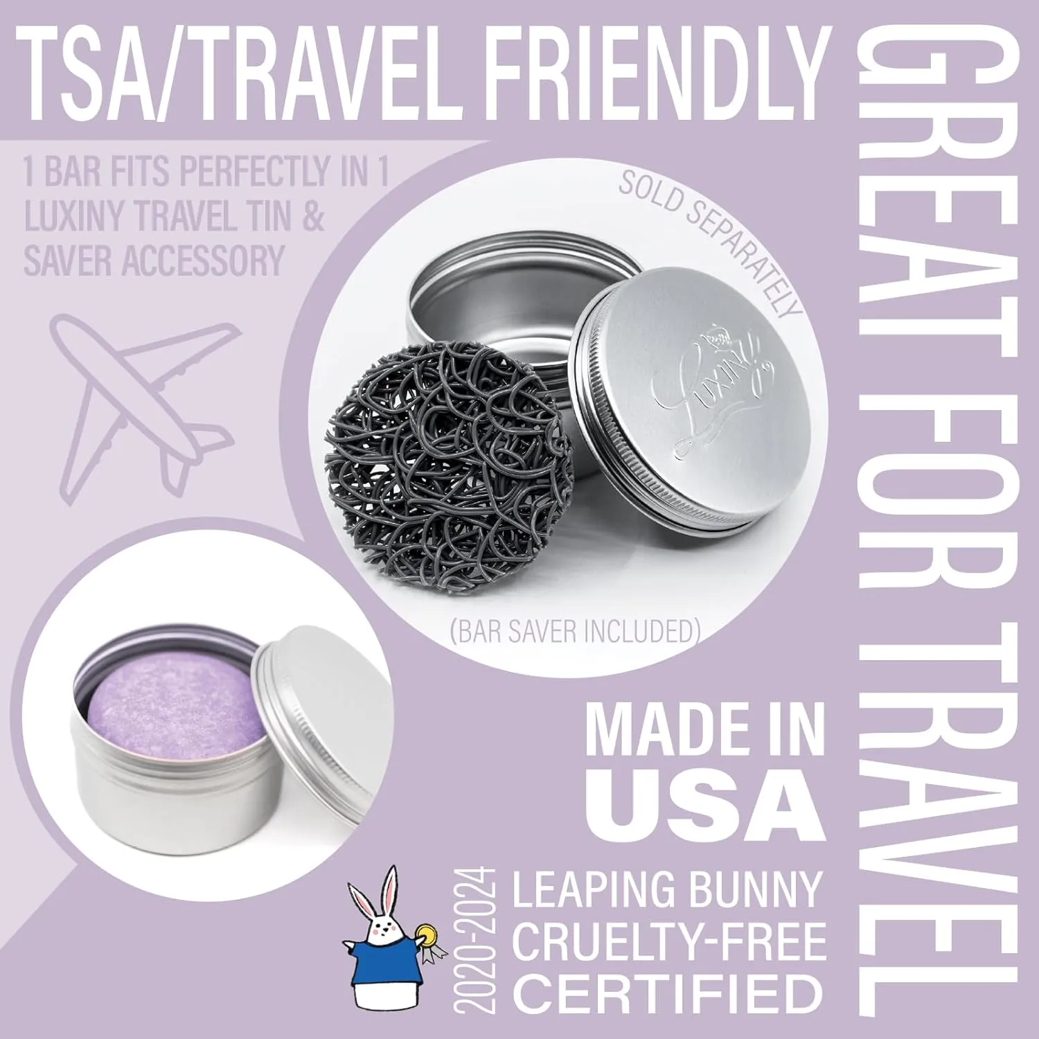 Hair Shampoo and Conditioner Set - Sulfate Free Lavender Bars, Made in USA (1 Shampoo Bar 60g, 1 Deep Conditioner Bar 50g)