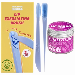 Handmade Heroes Lip Exfoliating Brush & Bakuchiol Scrub Bundle - Clean Beauty Sustainable Skincare