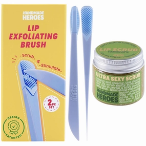 Handmade Heroes Lip Exfoliating Brush & Matcha Lip Scrub Bundle - Clean Beauty Sustainable Skincare