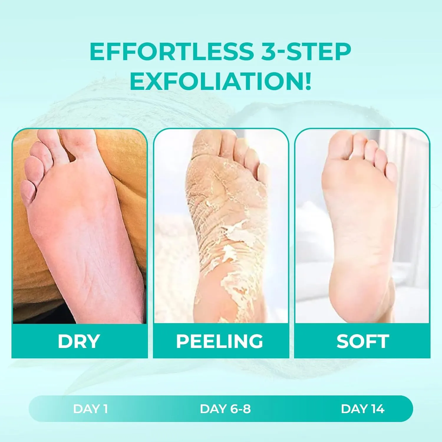 Happy Feet Foot Peel Mask Coconut, 03 Packs Original Exfoliant Foot Peel Mask, Callus Remover for Rough Cracked Dry Feet Dead Skin