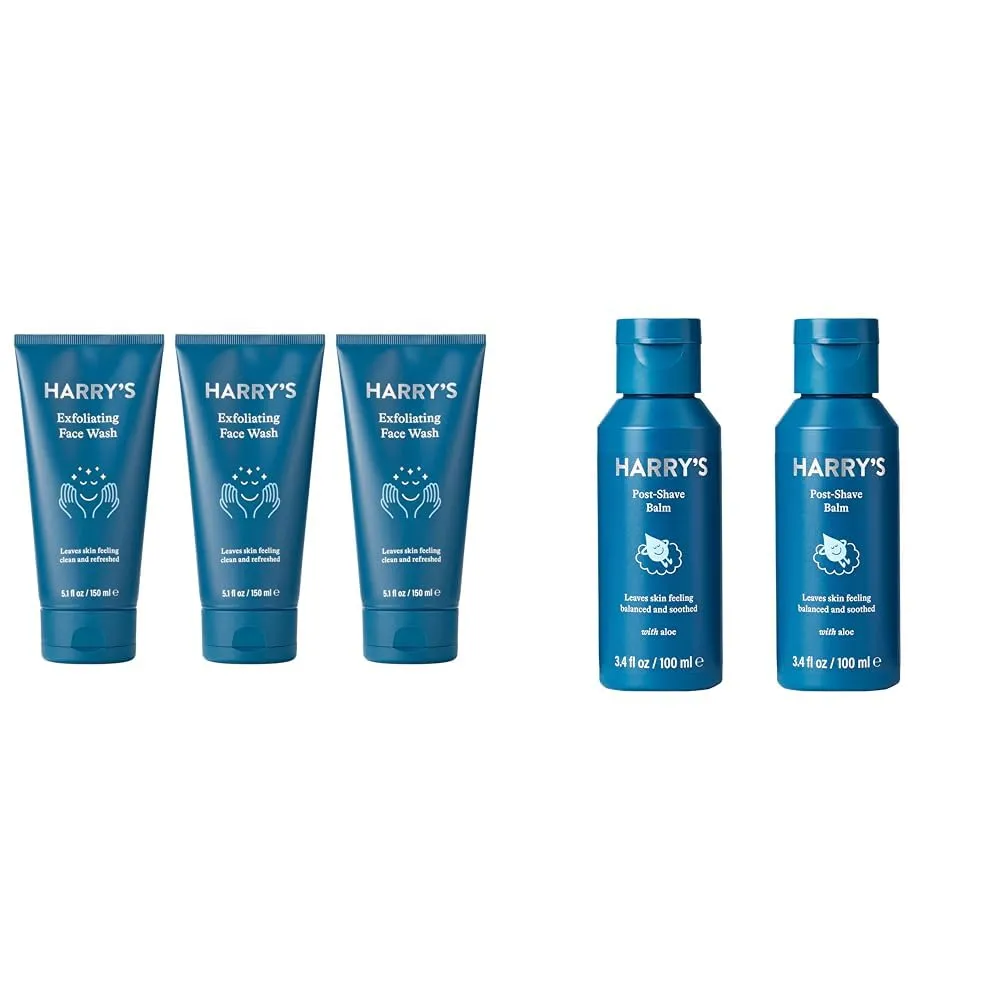 Harry's Face Wash for Men, Gentle Formula with Volanic Rock Natural Exfoliant, Dermatologist Tested Post Shave - Post Shave Balm for Men - 3.4 Fl Oz (Pack of 2) (packaging may vary)