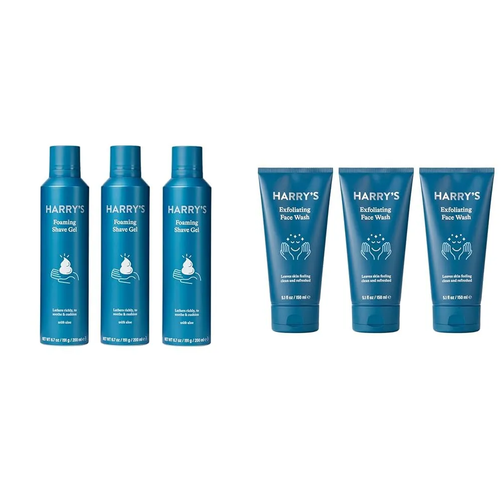 Harry's Shaving Gel with an Aloe Enriched Formula - 3 pack (6.7oz) Face Wash for Men, Gentle Formula with Volanic Rock Natural Exfoliant, Dermatologist Tested