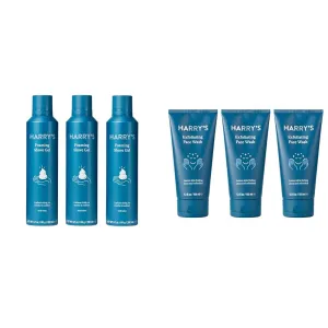 Harry's Shaving Gel with an Aloe Enriched Formula - 3 pack (6.7oz) Face Wash for Men, Gentle Formula with Volanic Rock Natural Exfoliant, Dermatologist Tested