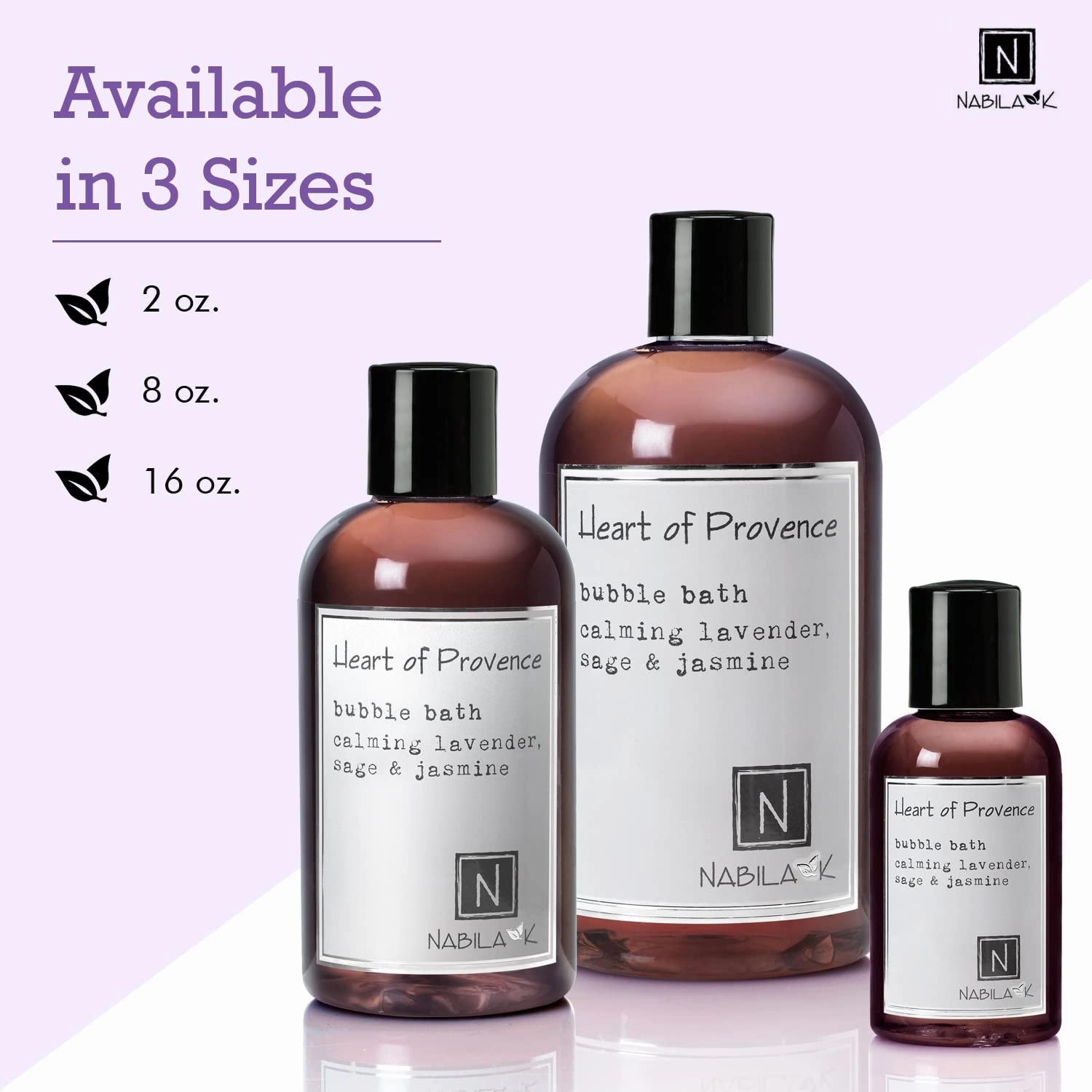 Heart of Provence Bubble Bath with Lavender, Sage & Jasmine Scent by Nabila K - Essential Oils, Natural Ingredients for Sensitive Skin, Gentle, Moisturizing - Luxury for Women & Men, 16 oz