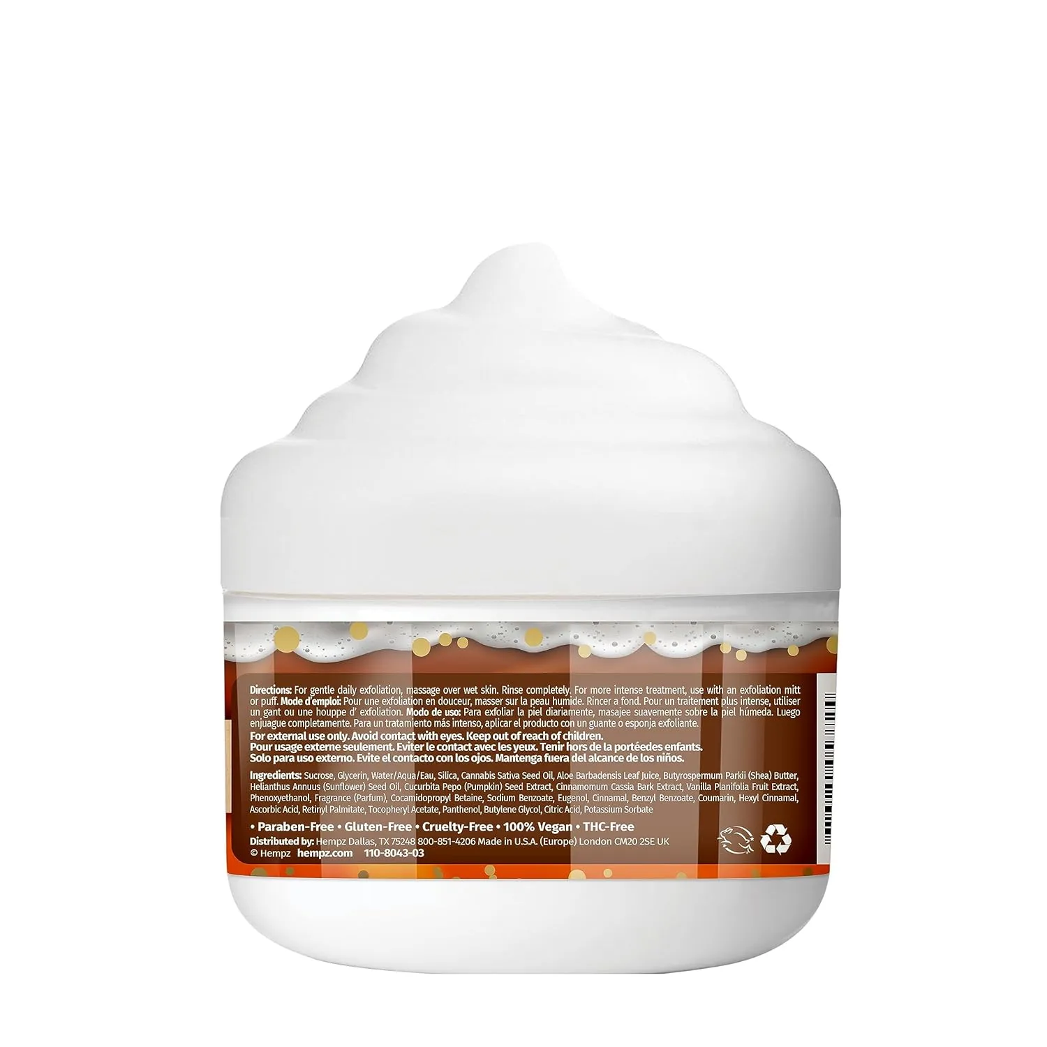 Hempz Pumpkin Spice & Vanilla Chai Exfoliating Body Scrub (4 Oz) – Yummy Fall Scented Sugar Body Scrub for Shower & Bath, Cozy Fall Pumpkin & Vanilla Chai Scented Sugar Scrub Exfoliant for Women & Men