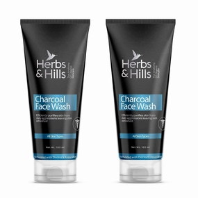 Herbs & Hills Charcoal Face Wash - 200ml, Helps to Improve Skin Appearance, Exfoliate Dirt from Pack of 2