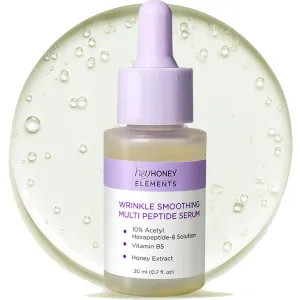 Hey Honey Skincare Wrinkle Smoothing Multi Peptide Serum, 10% Acetyl Hexapeptide-8, with Honey Extract and Vitamin B5 For Pre-Mature and Mature Skin | 20 mL
