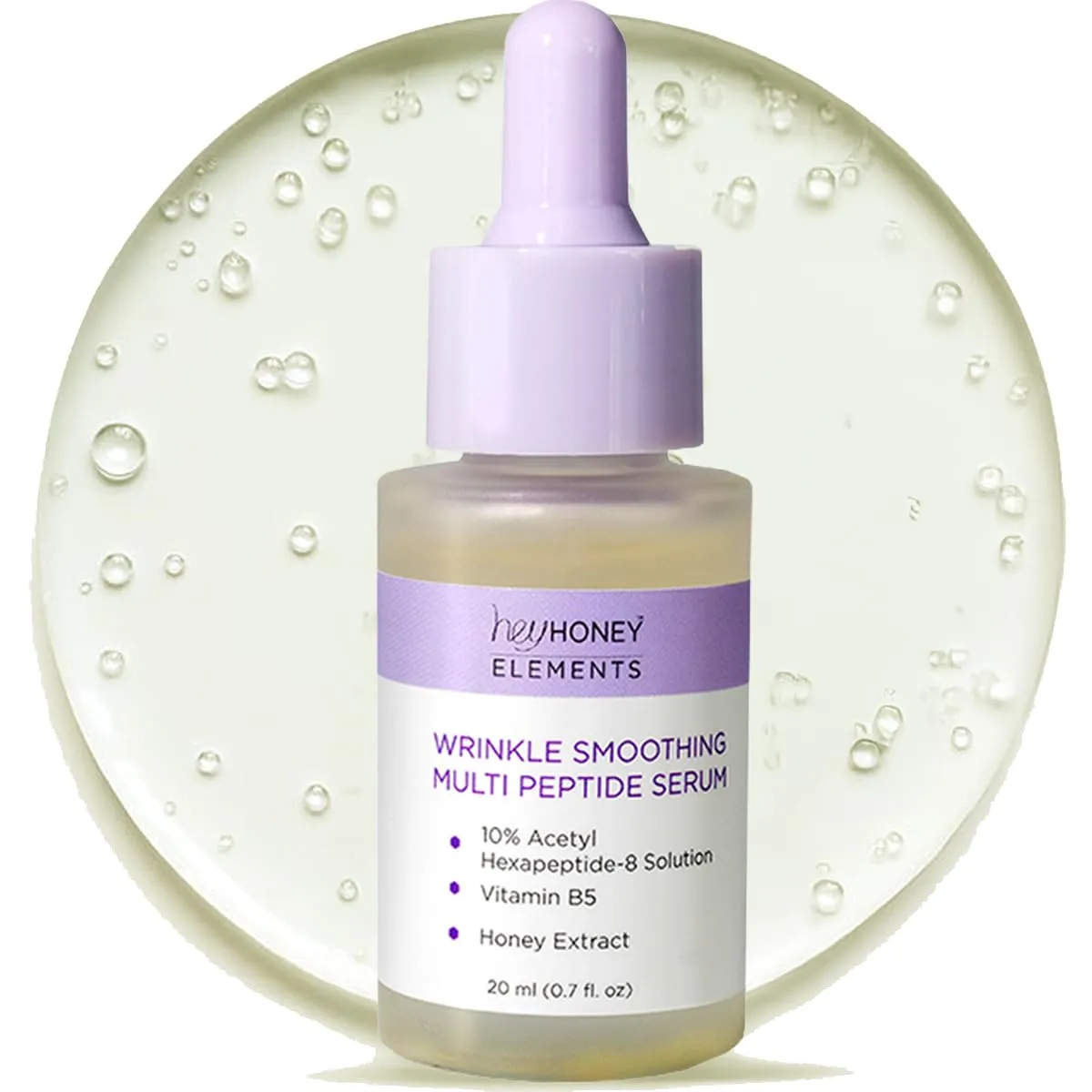 Hey Honey Skincare Wrinkle Smoothing Multi Peptide Serum, 10% Acetyl Hexapeptide-8, with Honey Extract and Vitamin B5 For Pre-Mature and Mature Skin | 20 mL