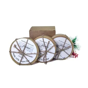 HushHush Farms Shaving Soap for Men | Handmade with Goat Milk, Olive Oil & Cocoa Butter | Plastic-Free | Pack of 3 (Patchouli, Tea Tree, Lavender Mint)