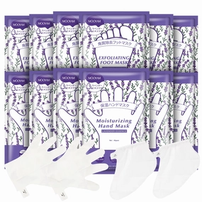 Hydrating Hand Foot Masks Set,Moisturizing Hand Mask for Dry Hand,Exofliating Foot Mask for Peeling Away Dead Skin Calluses,6 Pack Glove Mask&6 Pack Socks Mask for Women（Lavender）