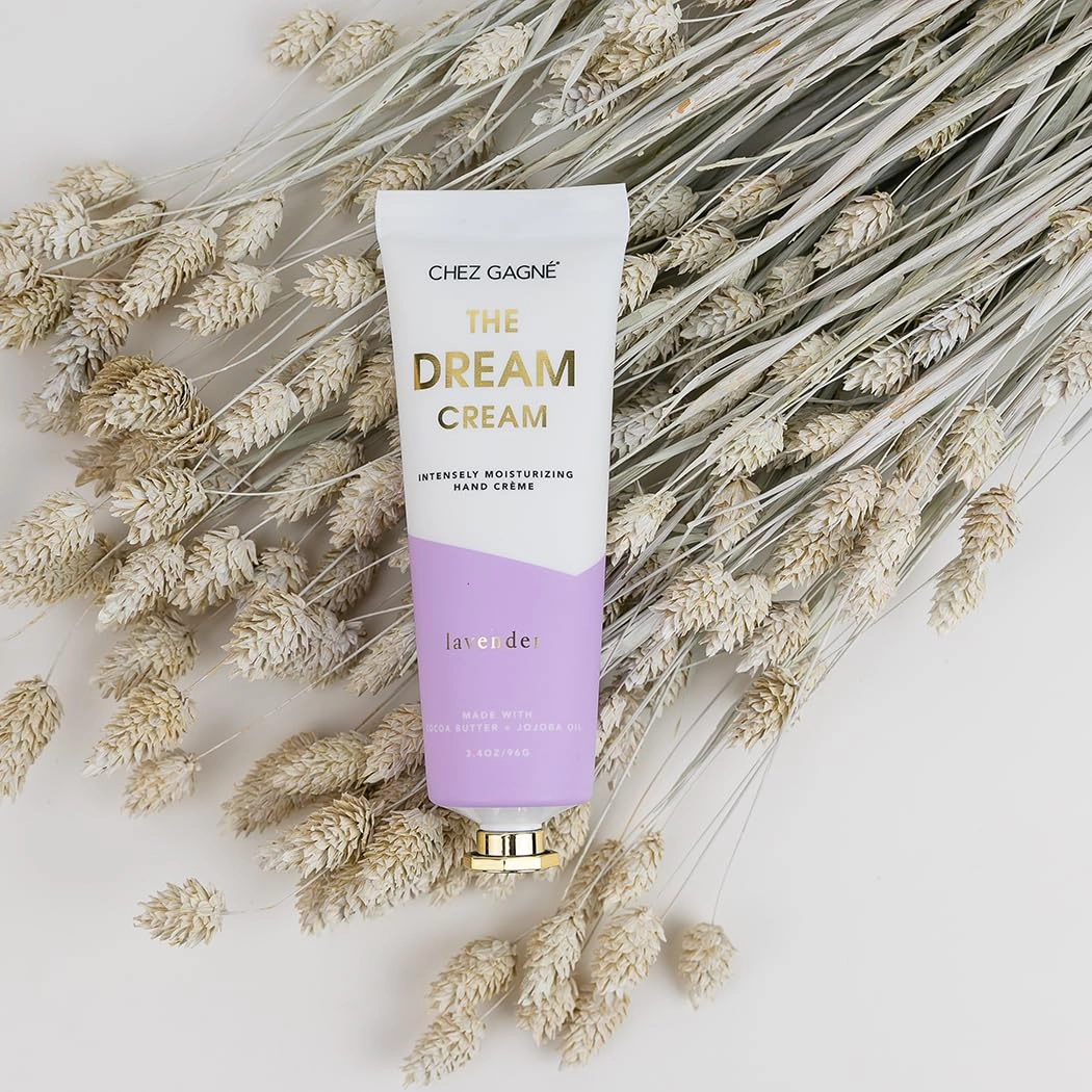 Intensely Moisturizing Vegan Hand Cream Jojoba Oil Cocoa Butter- Non-Greasy, Fast-Absorbing, Made In US, Dream Cream - Hand Crème - (3.4oz, Lavender)