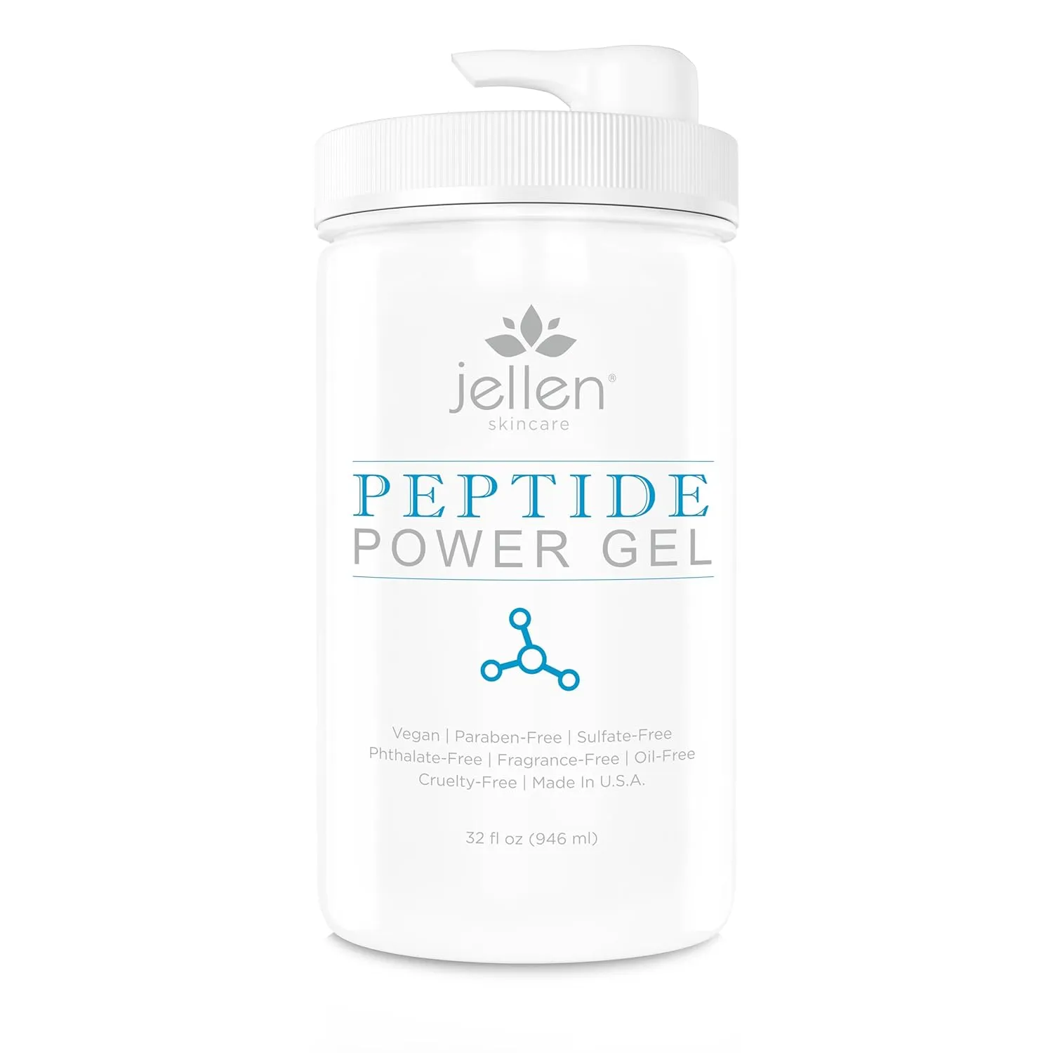 Jellen® Conductive Peptide Facial Gel For Microcurrent, Ultrasonic, Galvanic and Radio Frequency Facial Treatment (32 Fl Oz)