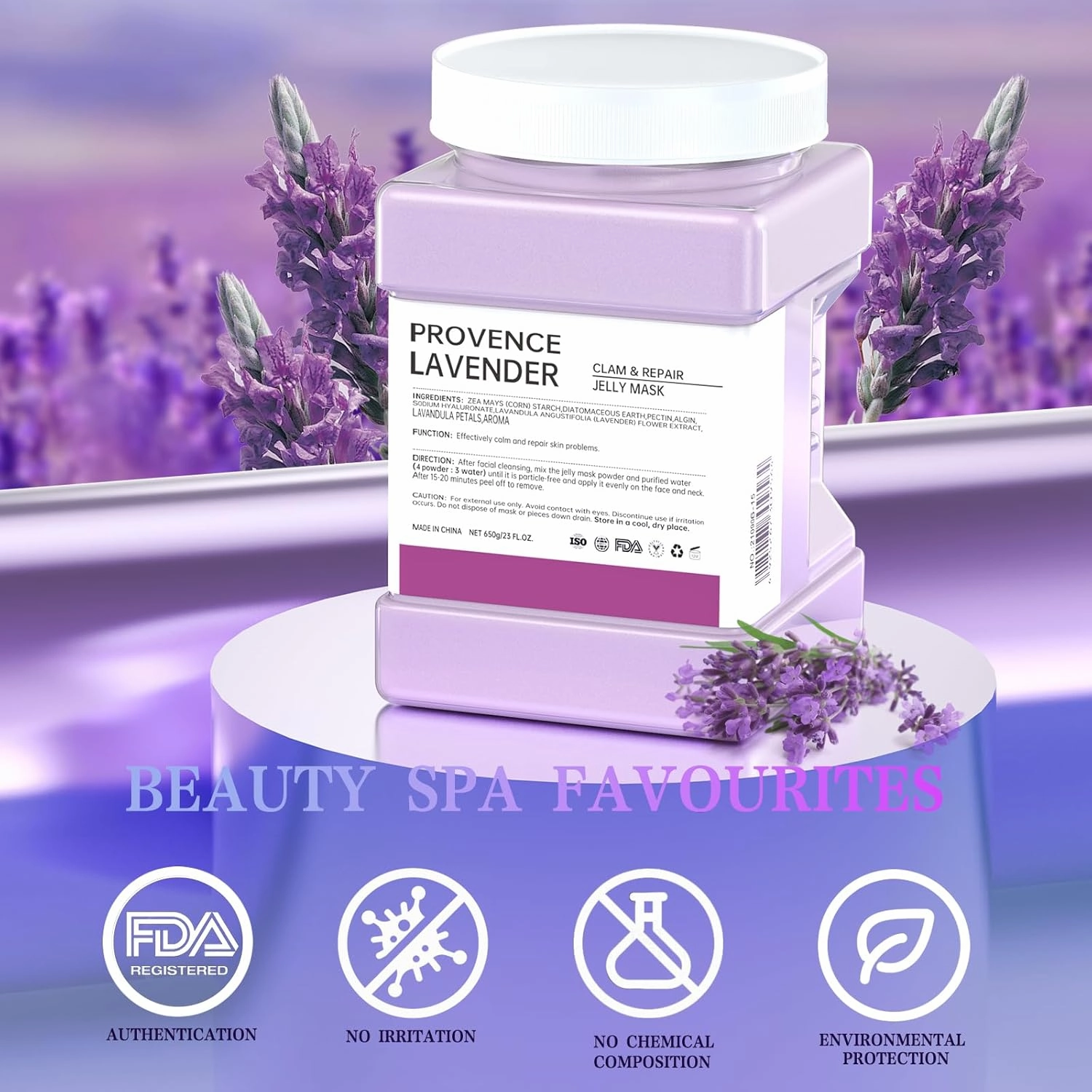 Jelly Mask Powder for Facials,Lavender Jelly Mask Powder Hydrating, Brightening & Nourishing Face Mask Skin Care,Peel Off Jelly Masks for DIY Spa 23 Fl Oz