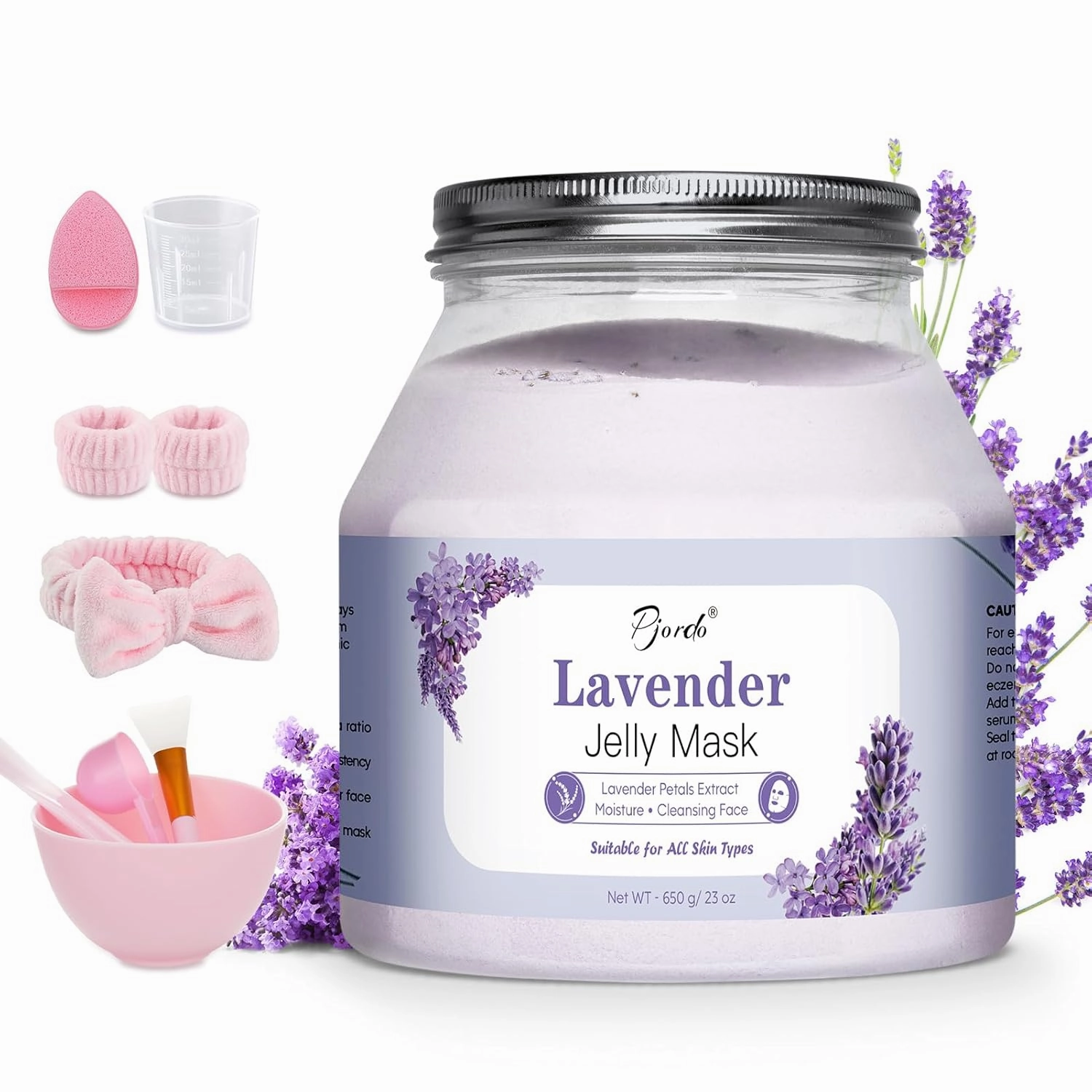 Jelly Masks for Facials Professional, Lavender Jelly Mask Powder with Mixing Bowl Set, Peel Off Hydrojelly Mask for Moisturizing, Hydrating & Nourishing, Spa Use for All Skin